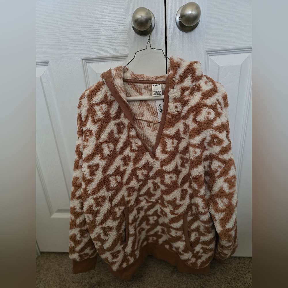 Cozy Brown and Cream Hooded Sweater